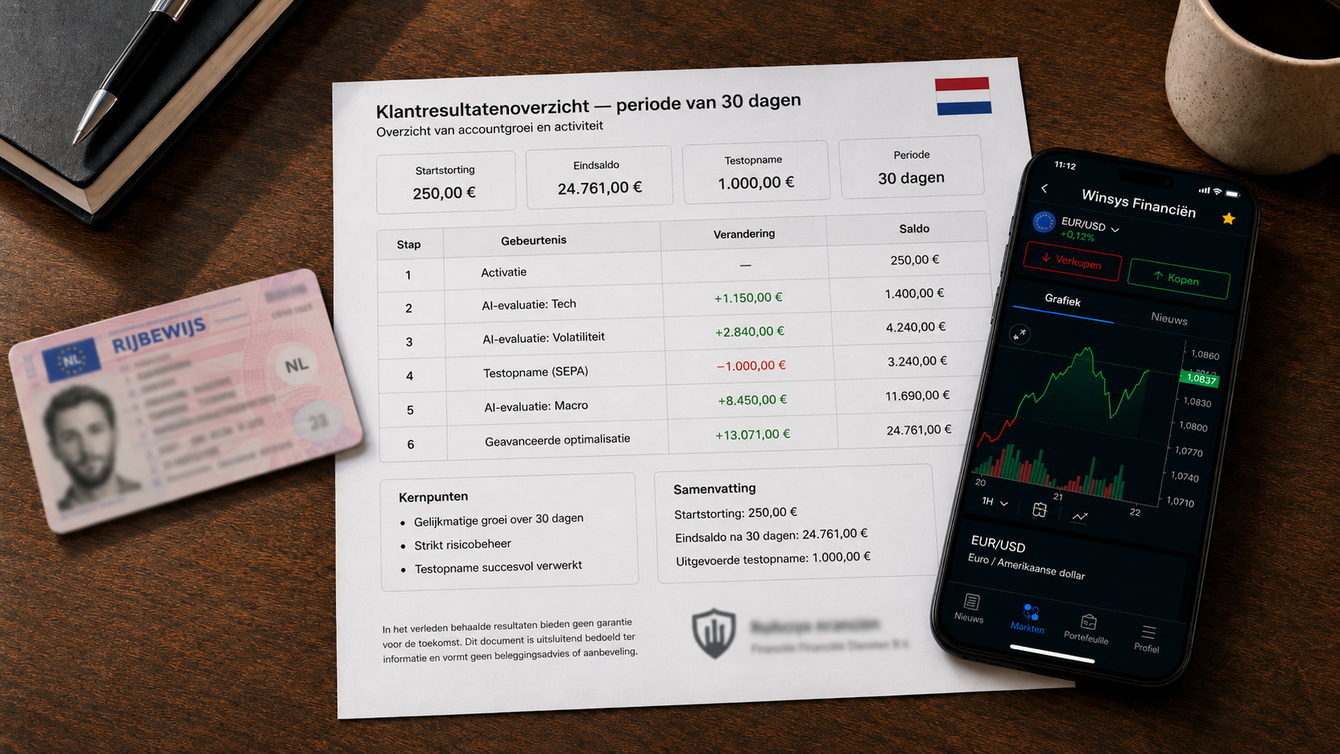 Het verloop van ons testaccount over 30 dagen